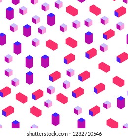 Light Pink, Blue vector seamless, isometric background with rectangles. Modern abstract illustration with colorful rectangles. Design for wallpaper, fabric makers.