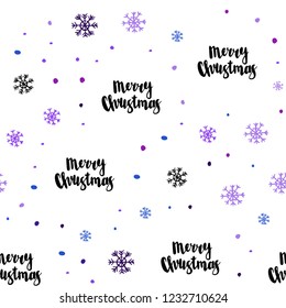 Light Pink, Blue vector seamless layout with bright snowflakes. Glitter abstract illustration with crystals of ice. Pattern for design of window blinds, curtains.
