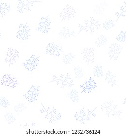 Light Pink, Blue vector seamless natural pattern with branches. Leaves, branches in natural style on white background. Pattern for design of fabric, wallpapers.