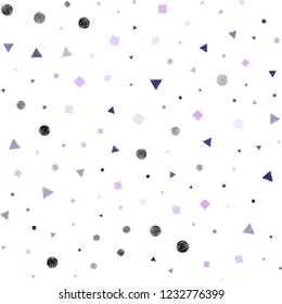 Light Pink, Blue vector seamless cover with polygonal style with circles. Decorative design in abstract style with lines, dots, cubes. Trendy design for wallpaper, fabric makers.