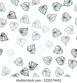 Light Pink, Blue vector seamless abstract background with leaves. New colorful illustration in doodle style with leaves. Template for business cards, websites.