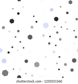 Light Pink, Blue vector seamless texture with colorful hexagons. Colorful hexagons on white backdrop. Pattern for texture of wallpapers.