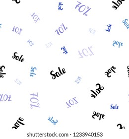 Light Pink, Blue vector seamless template with 70% selling. Abstract illustration with colorful gradient symbols of sales. Template for season sales, shopping ads.