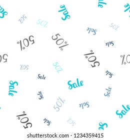 Light Pink, Blue vector seamless background with 50 % signs of sales. Abstract illustration with colorful gradient symbols of sales. Template for season sales, shopping ads.