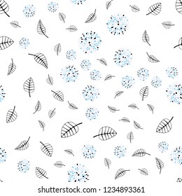 Light Pink, Blue vector seamless elegant template with leaves, flowers. Shining colorful illustration with leaves, flowers. Pattern for trendy fabric, wallpapers.