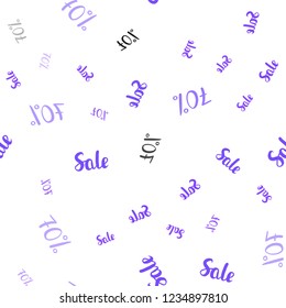 Light Pink, Blue vector seamless texture with selling prices 70 %. Abstract illustration with colorful gradient symbols of sales. Design for business ads, commercials.