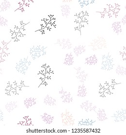 Light Pink, Blue vector seamless elegant background with branches. Modern abstract illustration with leaves and branches. Pattern for trendy fabric, wallpapers.