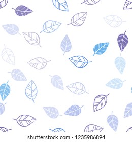 Light Pink, Blue vector seamless elegant pattern with leaves. New colorful illustration in doodle style with leaves. Design for textile, fabric, wallpapers.