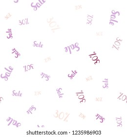Light Pink, Blue vector seamless texture with selling prices 30 %. Illustration with signs of sales on abstract template. Backdrop for ads, leaflets of Black Friday.
