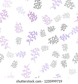 Light Pink, Blue vector seamless doodle background with branches. Decorative design in Indian style on white background. Pattern for trendy fabric, wallpapers.