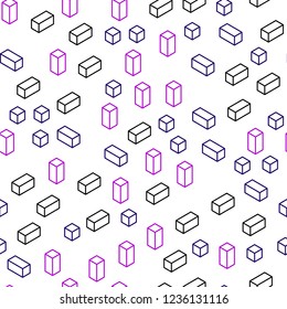 Light Pink, Blue vector seamless, isometric pattern in square style. Glitter abstract illustration with rectangular shapes. Design for textile, fabric, wallpapers.