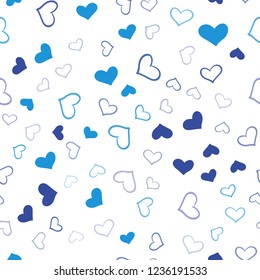 Light Pink, Blue vector seamless pattern with colorful hearts. Decorative shining illustration with hearts on abstract template. Pattern can be used for valentine's ad, booklets.