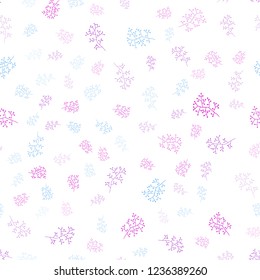 Light Pink, Blue vector seamless doodle template with leaves, branches. Colorful illustration in doodle style with leaves, branches. Pattern for design of fabric, wallpapers.