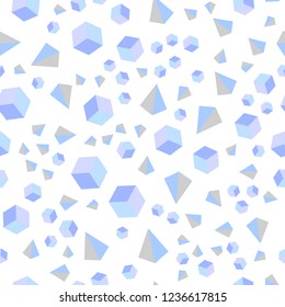 Light Pink, Blue vector seamless, isometric template with crystals, squares. Decorative design in abstract style with lines, cubes. Design for wallpaper, fabric makers.