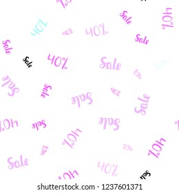 Light Pink, Blue vector seamless pattern with 40 percentage signs. Illustration with signs of sales on abstract template. Backdrop for ads, leaflets of Black Friday.
