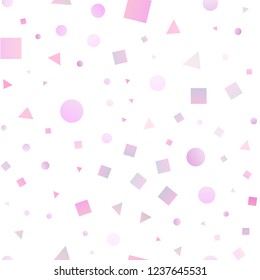 Light Pink, Blue vector seamless pattern in polygonal style with circles. Abstract gradient illustration with circles, triangles, cubes. Pattern for trendy fabric, wallpapers.