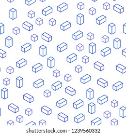 Light Pink, Blue vector seamless, isometric pattern in square style. Beautiful illustration with rectangles and squares. Design for wallpaper, fabric makers.