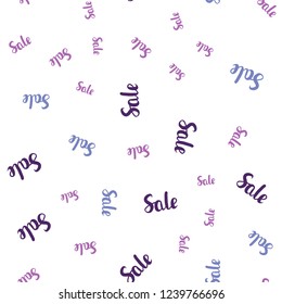 Light Pink, Blue vector seamless background with words of sales. Illustration with signs of sales on abstract template. Design for business ads, commercials.