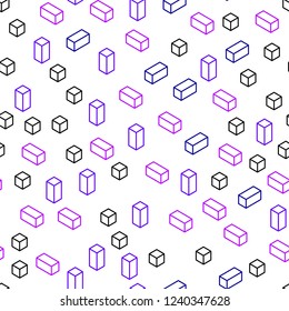 Light Pink, Blue vector seamless, isometric template with rhombus. Decorative design in abstract style with rectangles. Design for wallpaper, fabric makers.