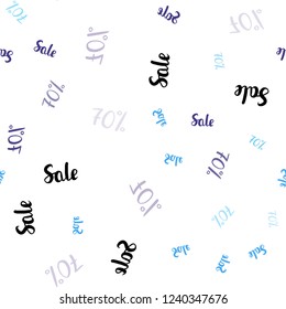 Light Pink, Blue vector seamless texture with selling prices 70 %. Gradient illustration with discount signs on white backdrop. Backdrop for super sales on Black Friday.