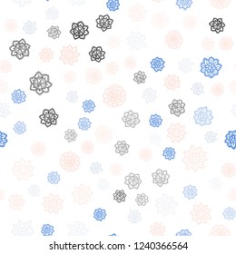 Light Pink, Blue vector seamless texture with colored snowflakes. Snow on blurred abstract background with gradient. Trendy design for wallpaper, fabric makers.