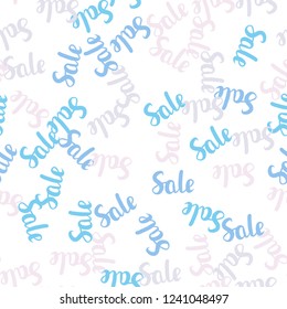 Light Pink, Blue vector seamless background with 70, 90 % signs of sales. Abstract illustration with colorful gradient symbols of sales. Design for business ads, commercials.