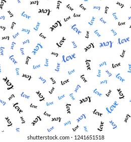 Light Pink, Blue vector seamless template with text LOVE YOU. Phrase LOVE YOU with colorful gradient in abstract style. Texture for window blinds, curtains.