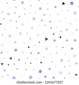 Light Pink, Blue vector seamless texture with poly style with circles, cubes. Glitter abstract illustration with spheres, squares, lines. Pattern for trendy fabric, wallpapers.