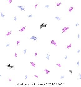 Light Pink, Blue vector seamless natural background with leaves. leaves on blurred abstract background with gradient. Template for business cards, websites.