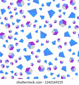 Light Pink, Blue vector seamless, isometric backdrop with lines, rhombus. Illustration with colorful triangles, rectangles. Design for textile, fabric, wallpapers.