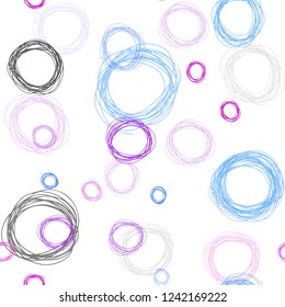 Light Pink, Blue vector seamless cover with spots. Blurred bubbles on abstract background with colorful gradient. Texture for window blinds, curtains.
