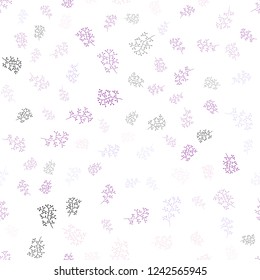 Light Pink, Blue vector seamless natural background with leaves, branches. Leaves and branches with gradient on white background. Template for business cards, websites.