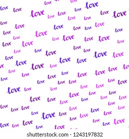 Light Pink, Blue vector seamless cover with quote LOVE YOU. Illustration with phrase LOVE YOU for valentine's day. Template for business cards, websites.