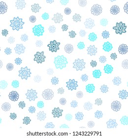 Light Pink, Blue vector seamless background with xmas snowflakes. Shining colored illustration with snow in christmas style. Pattern for design of window blinds, curtains.