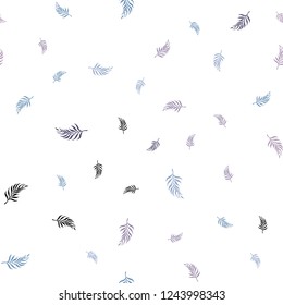 Light Pink, Blue vector seamless abstract background with leaves. Glitter abstract illustration with doodles and leaves. Pattern for trendy fabric, wallpapers.