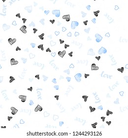 Light Pink, Blue vector seamless cover with quote LOVE YOU, hearts. Colorful illustration with quote LOVE YOU, hearts. Design for textile, fabric, wallpapers.
