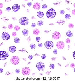 Light Pink, Blue vector seamless abstract design with leaves and flowers. Creative illustration in blurred style with leaves, flowers. Texture for window blinds, curtains.