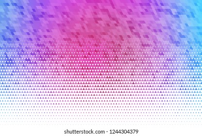 Light Pink, Blue vector seamless backdrop with lines, triangles. Triangles on abstract background with colorful gradient. Pattern for design of fabric, wallpapers.
