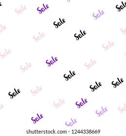 Light Pink, Blue vector seamless texture with selling simbols. Illustration with signs of sales on abstract template. Pattern for ads, posters, banners of sales.