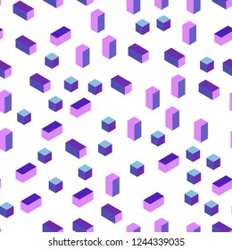 Light Pink, Blue vector seamless, isometric template with rhombus. Beautiful illustration with rectangles and squares. Template for business cards, websites.