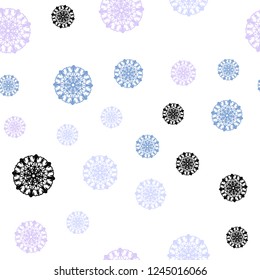 Light Pink, Blue vector seamless cover with beautiful snowflakes. Glitter abstract illustration with crystals of ice. Pattern for trendy fabric, wallpapers.
