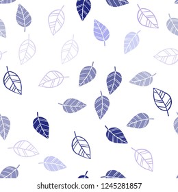 Light Pink, Blue vector seamless natural artwork with leaves. Colorful illustration in doodle style with leaves. Design for textile, fabric, wallpapers.