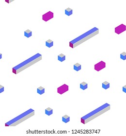 Light Pink, Blue vector seamless, isometric cover in polygonal style. Rectangles on abstract background with colorful gradient. Design for textile, fabric, wallpapers.