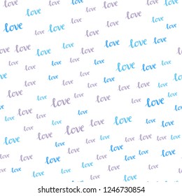 Light Pink, Blue vector seamless cover with quote LOVE YOU. Colorful illustration with quote LOVE YOU in celebration style. Texture for window blinds, curtains.