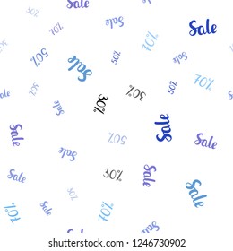Light Pink, Blue vector seamless template with 30, 50, 70% selling. Shining colorful illustration with isolated selling prices. Design for business ads, commercials.