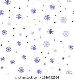 Light Pink, Blue vector seamless texture with colored snowflakes. Colorful snowflakes with gradient on abstract background. Trendy design for wallpaper, fabric makers.