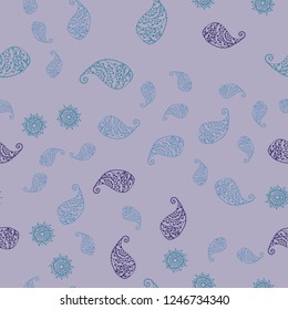 Light Pink, Blue vector seamless doodle backdrop with leaves and flowers. Brand new colored illustration with leaves and flowers. Pattern for wallpapers and coloring books.