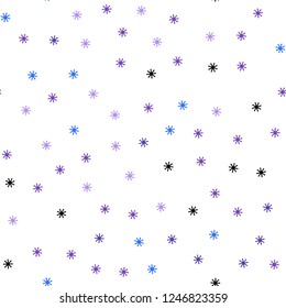 Light Pink, Blue vector seamless background with xmas snowflakes. Modern geometrical abstract illustration with snowflakes. Design for textile, fabric, wallpapers.