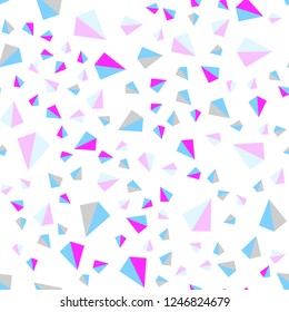 Light Pink, Blue vector seamless, isometric background with triangles. Beautiful illustration with triangles in nature style. Design for wallpaper, fabric makers.