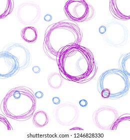 Light Pink, Blue vector seamless background with bubbles. Beautiful colored illustration with blurred circles in nature style. Texture for window blinds, curtains.